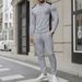 Men's Waffle Knit Henley Shirt & Pants Set - Long Sleeve High Neck Two-Tone Button Fall Outfit (Khaki, White, Gray, Burgundy, Dark Green) S-XXXL_viptrois.com