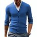 Men's Slim Fit V-Neck Cardigan Sweater - Breathable Knit Button-Up For Business Casual_viptrois.com