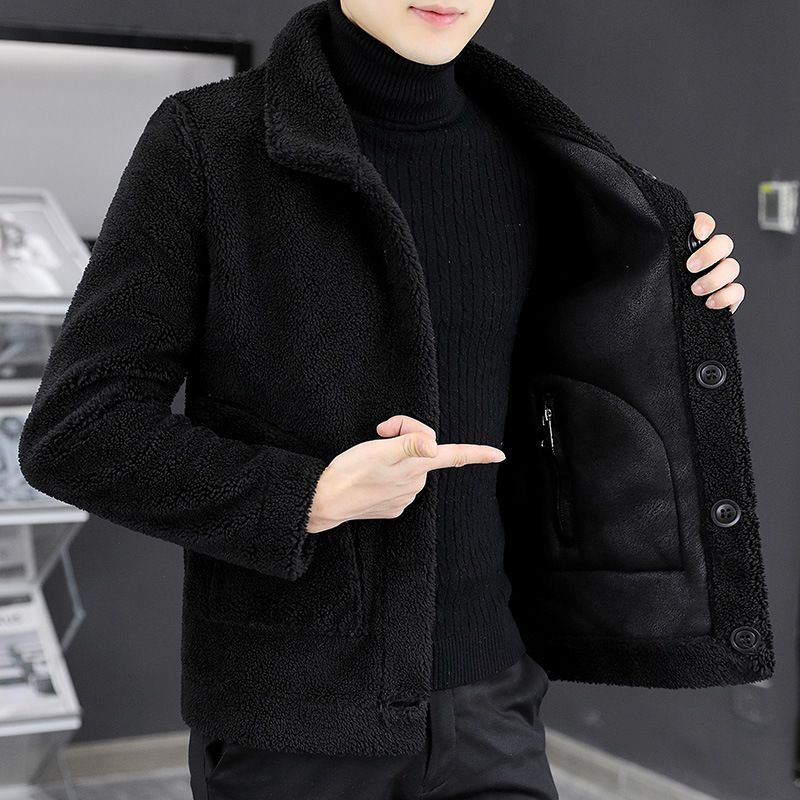 Men's Clothing New Autumn And Winter Leather And Fur Integrated Granular Fleece Jacket For Men Double Sided Jacket With Plush And Thickened Lamb Wool_viptrois.com