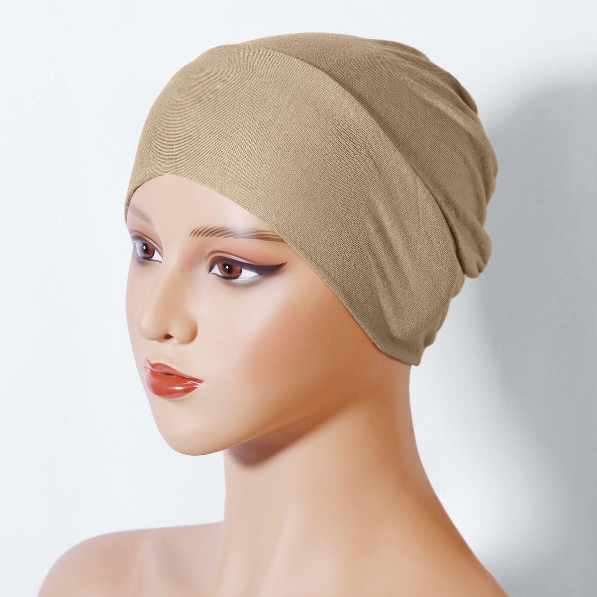 Turban Hat For Women, Mercerized Cotton Bottoming Small Hat, Muslim Pullover Hat That Can Hide Hair, Elastic Hat, High Elasticity And No Balling_viptrois.com