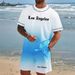 Los Angeles Style Printed Casual Set Men's Summer Outfit Beach Party Outdoor Streetwear Two-Piece_viptrois.com