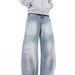 Men's Clothing Washed And Distressed Niche Design Wide Leg Pants For Teenagers Spring And Autumn New Split Deconstruction Design Jeans_viptrois.com