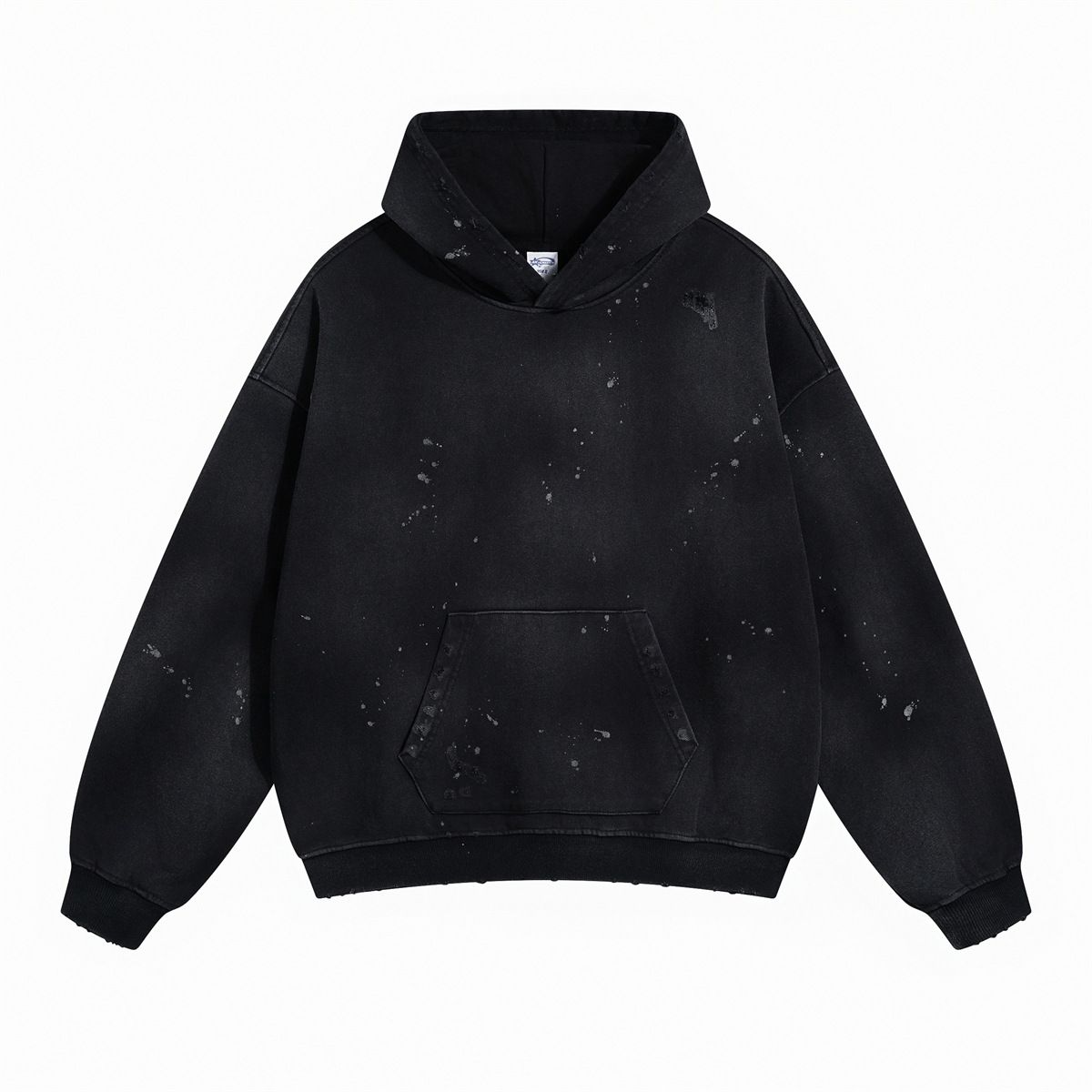 Vintage Washed Hoodie – Oversized 450g Cotton Streetwear Sweatshirt With Spray Dye & Distressed Details_viptrois.com