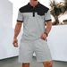 Men's Clothing Men's New Waffle Button Solid Color Lapel Short Sleeved T Shirt Shorts Casual Suit_viptrois.com