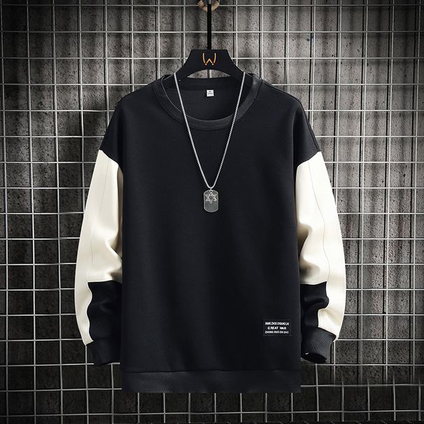 Men's Casual Pullover Hoodie Slim Fit Long Sleeve Round Neck T-Shirt For Teens & Young Adults - Soft Polyester Fabric, Classic Solid Colors,_viptrois.com