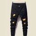 Men's Slim Fit Ink Splashed Patchwork Color Matching Skinny Pants New Men's Paint Jeans_viptrois.com