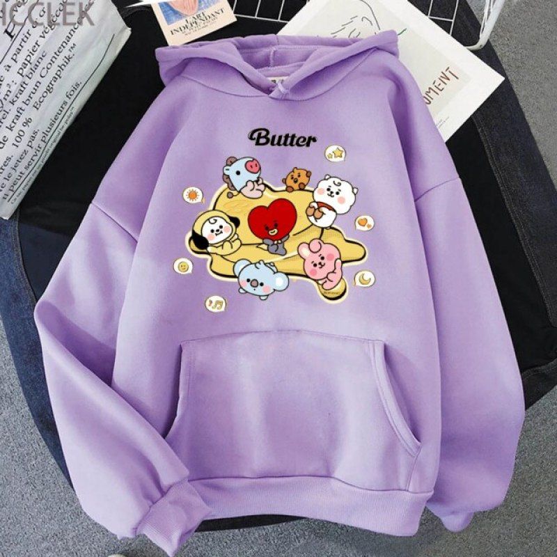 2024 Butter Print Hooded Pullover Sweatshirt Heart Casual New Hot-Selling Top_viptrois.com
