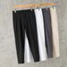 Spring/Summer Solid Color Tapered Cropped Men's Trousers Slim Fit British Style Wrinkle Free Casual Pants Trendy Brand_viptrois.com