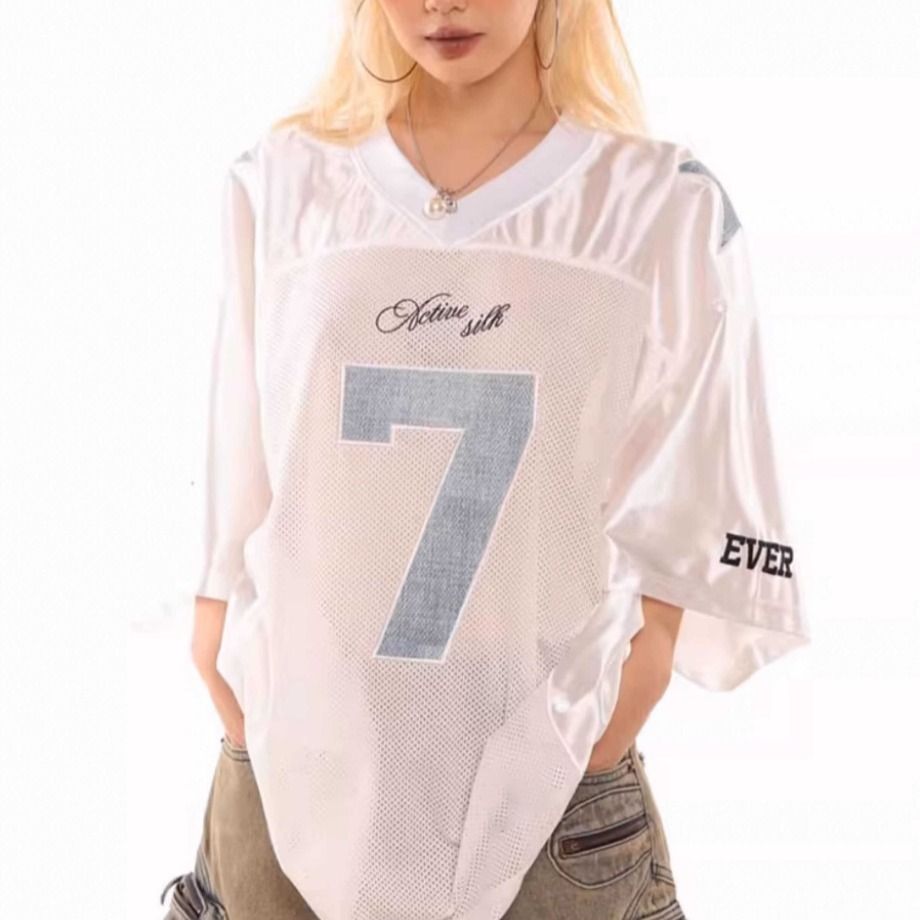 American-style Sports Jersey Short-sleeve T-shirt For Men And Women, Summer Ice Silk Thin Casual Loose_viptrois.com
