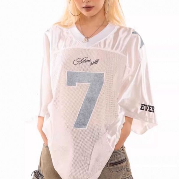 American-style Sports Jersey Short-sleeve T-shirt For Men And Women, Summer Ice Silk Thin Casual Loose_viptrois.com