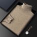 Men's Premium Cashmere Sweater – Classic High Neck Loose Fit Pullover For Autumn & Winter (Beige/Camel/Medium Gray/Black_viptrois.com