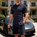 Men's Summer Casual Polo Shirt & Shorts Set - Breathable Polyester Athletic Two-Piece Outfit For Sports & Leisure_viptrois.com