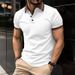 Men's Clothing Men's Solid Color Short Sleeved Lapel Polo Shirt_viptrois.com