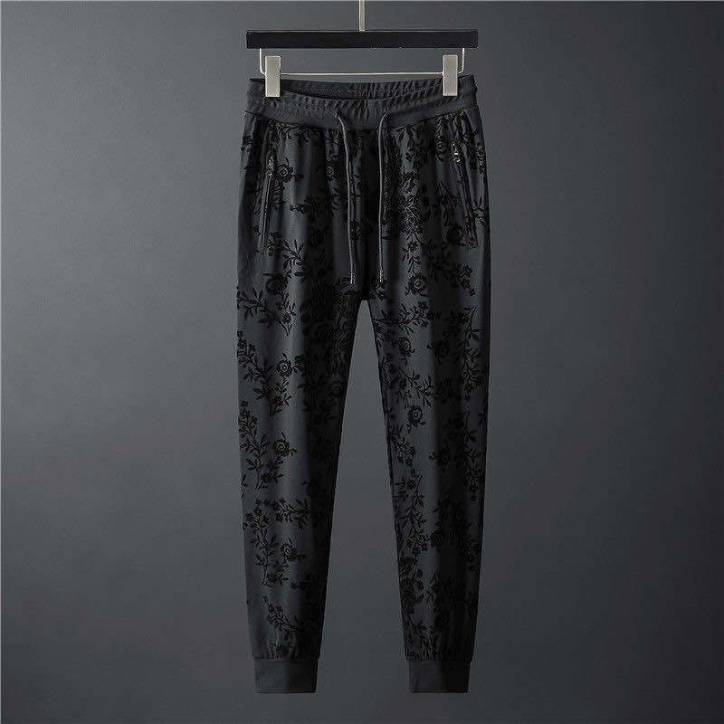 Men's Clothing Goods New Personality Simple Jacquard Round Neck Long-sleeved Sweater Trousers Two-piece Suit Men's Suit Trendy_viptrois.com