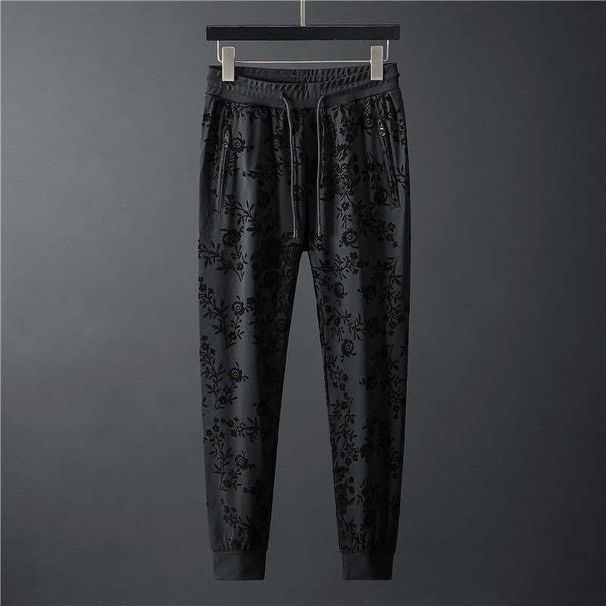 Men's Clothing Goods New Personality Simple Jacquard Round Neck Long-sleeved Sweater Trousers Two-piece Suit Men's Suit Trendy_viptrois.com