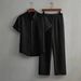 Men's Clothing Men's Casual Multi Color Beach Wear Bamboo Wrinkled Short Sleeved Suit Two Piece Suit_viptrois.com