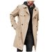 Pulse 2023 New Cross-Border Solid Color European And American Long Sleeve Trench Coat Men's Turn-Down Collar Slim Fit_viptrois.com
