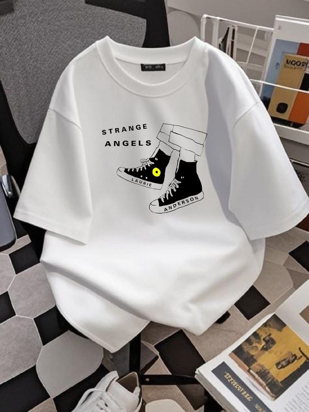 Laurie Anderson Tee Strange Angels Tour 1990 Heavy Cotton Men's T Shirt Soft Comfortable Homme Versatile Unisex Summer Slightly Graphic Stylish_viptrois.com