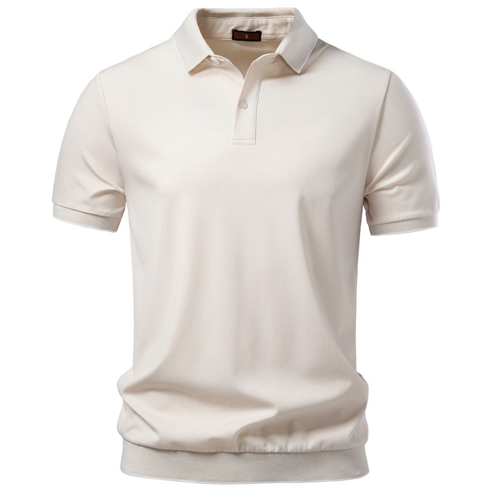 Men's Tencel Blend Polo Shirt, Breathable Soft Short Sleeve Casual Business Casual Top With Classic Collar_viptrois.com