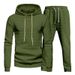 Men's Jacquard Checkered Hooded Sweatshirt & Pants Set - Casual Loungewear For Autumn ( Black/White/Khaki/Army Green/Dark Grey)_viptrois.com