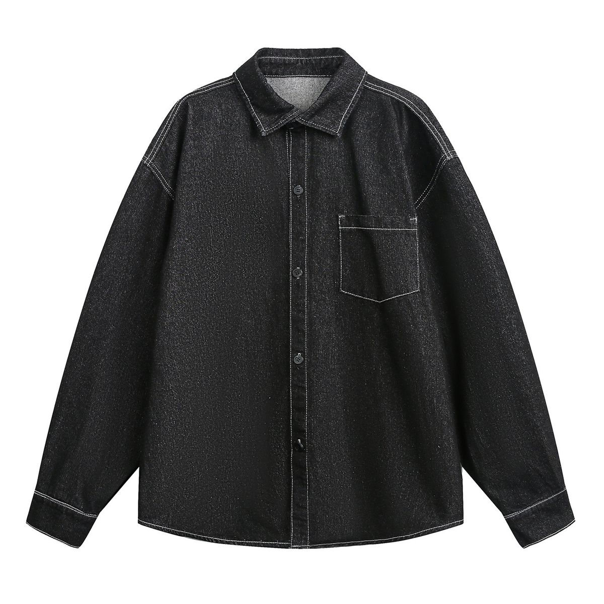 Pulse Pulse Vintage Raw Long Sleeve Men 25 Autumn New Japanese Style Loose Trendy Brand Casual Washed Denim Shirt Jacket_viptrois.com
