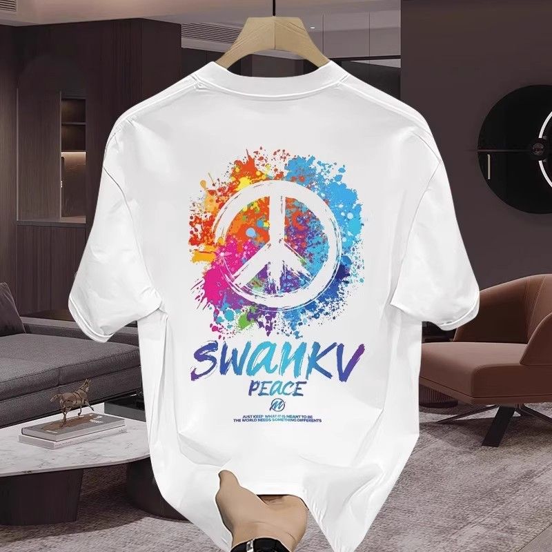 Men's Clothing Summer Short Sleeved Ins Pure Cotton New Men's Hot Selling Printed T Shirt Trendy Men And Women All Match Round Neck T Shirt Men_viptrois.com
