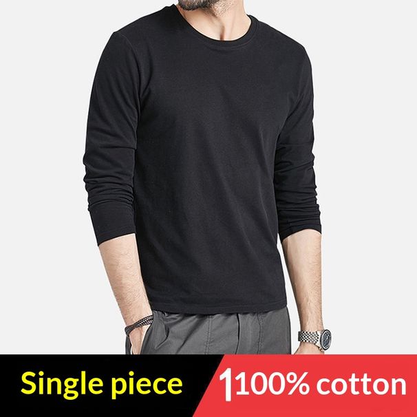 Pulse Long Sleeve T-Shirt Spring And Autumn Men's Cotton Color Round Neck Slim Fit Korean Version Youth Top Base Shirt Trendy_viptrois.com