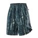 Men's Clothing Ink Wash Style Elastic Waist Shorts - Comfortable Mid-Thigh Casual Drawstring Pants With Pocket_viptrois.com