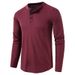 Men's Waffle-Knit Henley Shirt – Breathable Long Sleeve Tee (95% Polyester, Stretch Fit, Moisture-Wicking)_viptrois.com