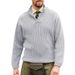 Loom Cross-Border European And American Fashion Solid Color Pullover Knit Long Sleeve Scissor Collar Loose Sweater Autumn_viptrois.com