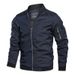 Men's Clothing Men's Slim Fit Lightweight Baseball Jacket With Stand Collar - Casual Outerwear In Solid Colors (Navy, Black, Army Green, Red, Khaki)_viptrois.com