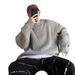 Autumn Winter Brand Solid Color Inner Wear Crew Neck Sweater Men's Korean Style Loose Casual Trendy Knitted Top_viptrois.com