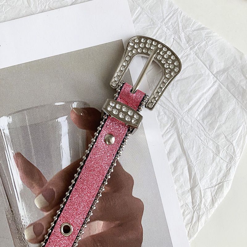 Y2g rhinestone belt pin buckle niche design women's ins Wind Net red hot girl fashion European and American retro fashion belt_viptrois.com