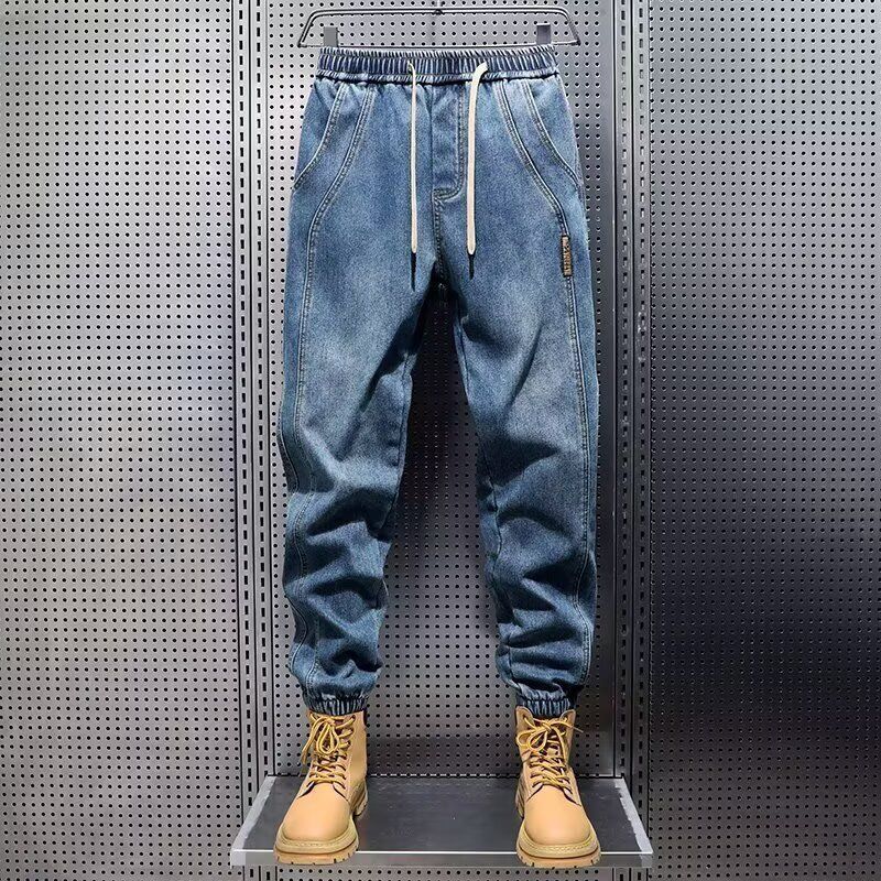Men's Baggy Cargo Jogger Pants Retro Washed Cotton-Blend Drop Crotch Casual Trousers With Adjustable Drawstring & Tapered Cuffs_viptrois.com