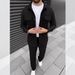 Men's Clothing Casual Long Sleeved Trousers Jacket Two Piece Suit_viptrois.com
