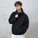 Three-dimensional Split Structure Silhouette Hooded Sweater For Men And Women Couples Autumn And Winter 380g Heavy Half Zipper Hoodie Jacket_viptrois.com