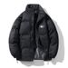 Men's Clothing Style Suede Cotton Padded Jacket For Men, Silicone Star Letter Loose Fitting Puffer Jacket, Fashionable Cotton Coat._viptrois.com