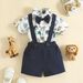 Babies' clothes summer gentleman's short-sleeved shorts lapel bow short-sleeved romper overalls suit_viptrois.com