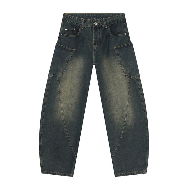 Men's Workwear Jeans With Structural Seam Design & Curved Utility Pockets Loose Fit Denim Pants For All Seasons (XS-XL)_viptrois.com