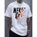 Pure Cotton Men's Casual Graphic T-Shirt "Never Give Up" Never Give up Design Short Sleeve Tees for Men_viptrois.com