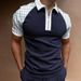 Summer New Men's Polo Shirt Short Sleeve Contrast Plaid Zipper T-shirt Top_viptrois.com