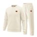 Spring Autumn Men's Textured Suit Plus Size Embossed Letter Crew Neck Sweatshirt And Pants Set_viptrois.com