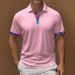 Men's Clothing Collar Cuffs Contrast Color Business Casual Shirt Short Sleeve_viptrois.com