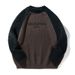Monochrome Man- Raglan Sleeve Color Block Design Sweater Autumn Winter Thick Knit Texture American Style Letter Print Crew Neck Knitwear_viptrois.com
