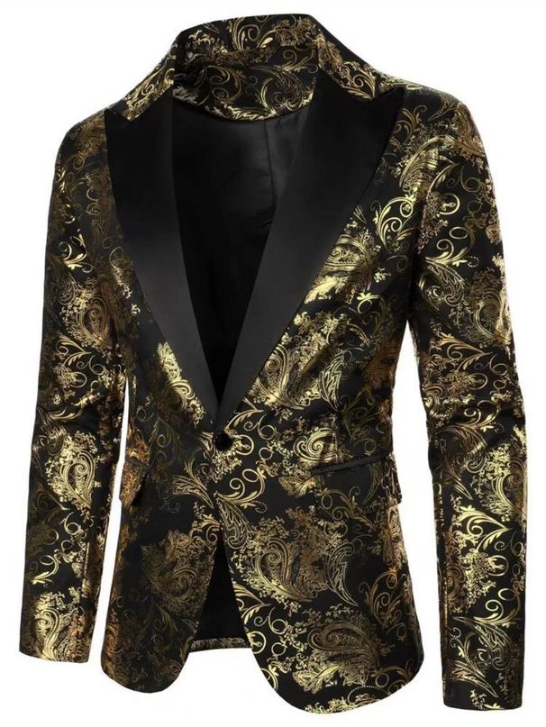 Loom 2025 New Cross-Border Paisley Gold Stamping Blazer European And American Men's Fashion Personality Suit Jacket_viptrois.com