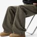 Army Green Deconstruction Splicing Overalls Men's Spring And Autumn American Retro High-end Washed Straight Wide-leg Scimitar Pants_viptrois.com