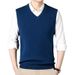 350g Pure Thickened Middle-aged Dad, Autumn And Winter Sleeveless V-neck Knitted Wool Sweater Vest For Men_viptrois.com