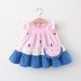 Summer Girls Dress New Children's Clothing Cute Round Neck Small Flying Sleeves Splicing Cake Skirt Sweet Contrast Color Vest Skirt_viptrois.com