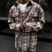 American High Street Men's Versatile Plaid Vintage Gradient Cleanfit Style Design Long Sleeve Shirt_viptrois.com