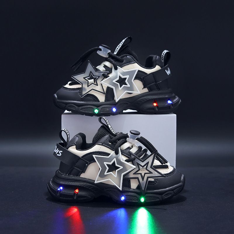 Girls' Shoes Autumn New Style LED Light Shoes Sports Mesh Shoes Small Children's Running Shoes Girls Dad Shoes_viptrois.com